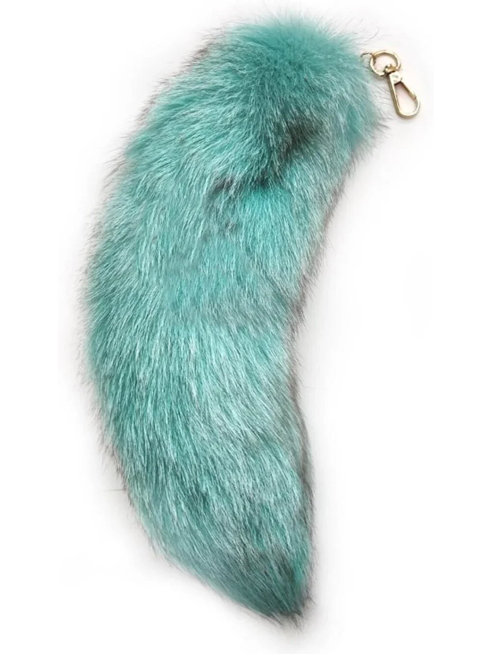 Women's Blue Fluffy Fox Tail Cosplay Keychain Birthday Party Costume Handbag